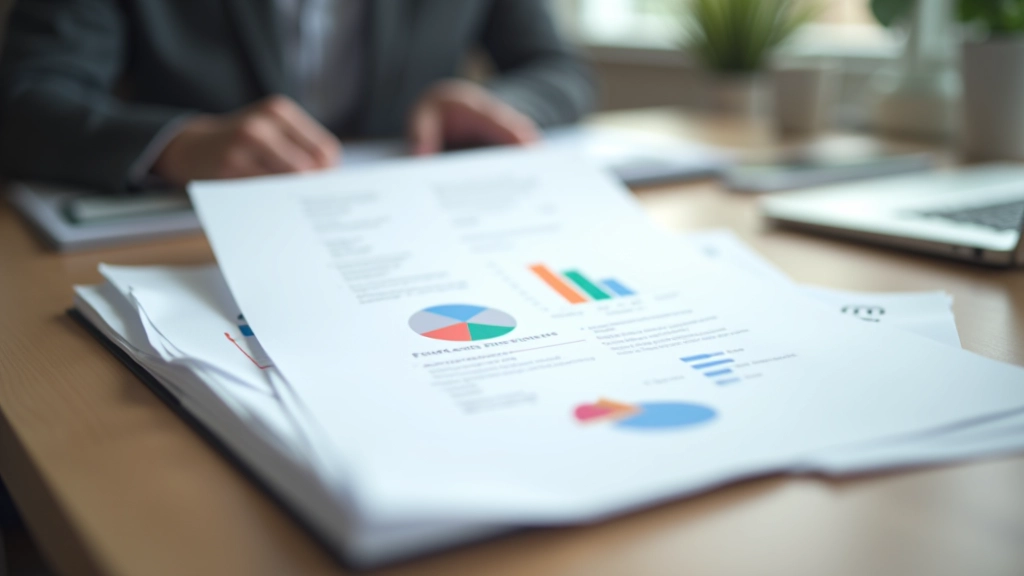Dossier avec documents financiers et diagramme de diversification de portefeuille